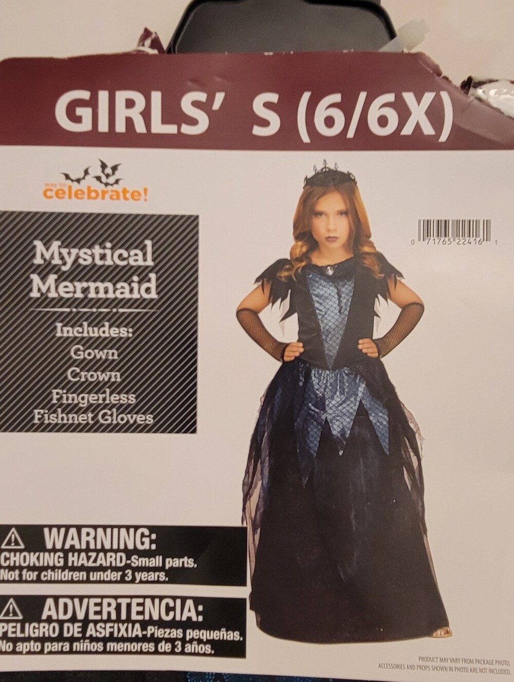 NEW Girls' Mystical Mermaid Costume - Navy/Black (Size S 6/6X)